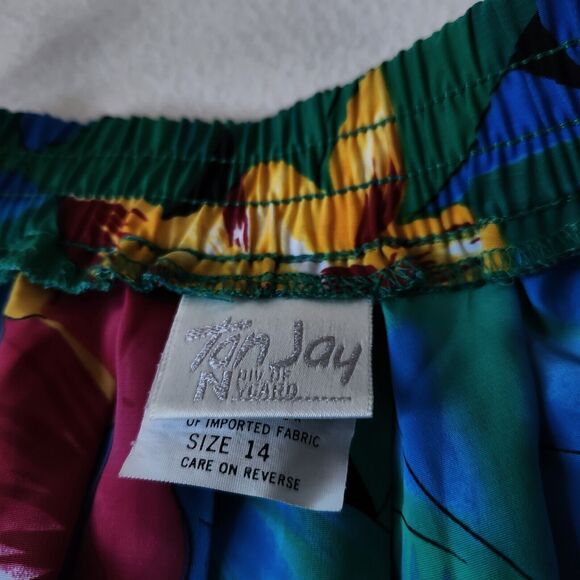 Vintage Skirt Women's 14 midi floral Colorful Flowers Hawaiian Pleated pleated - Picture 9 of 10